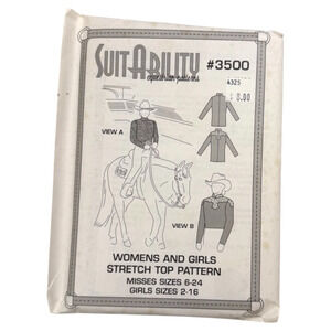 SuitAbility Pattern 3500 Women & Girls Stretch Top Shirt Riding Equestrian UNCUT